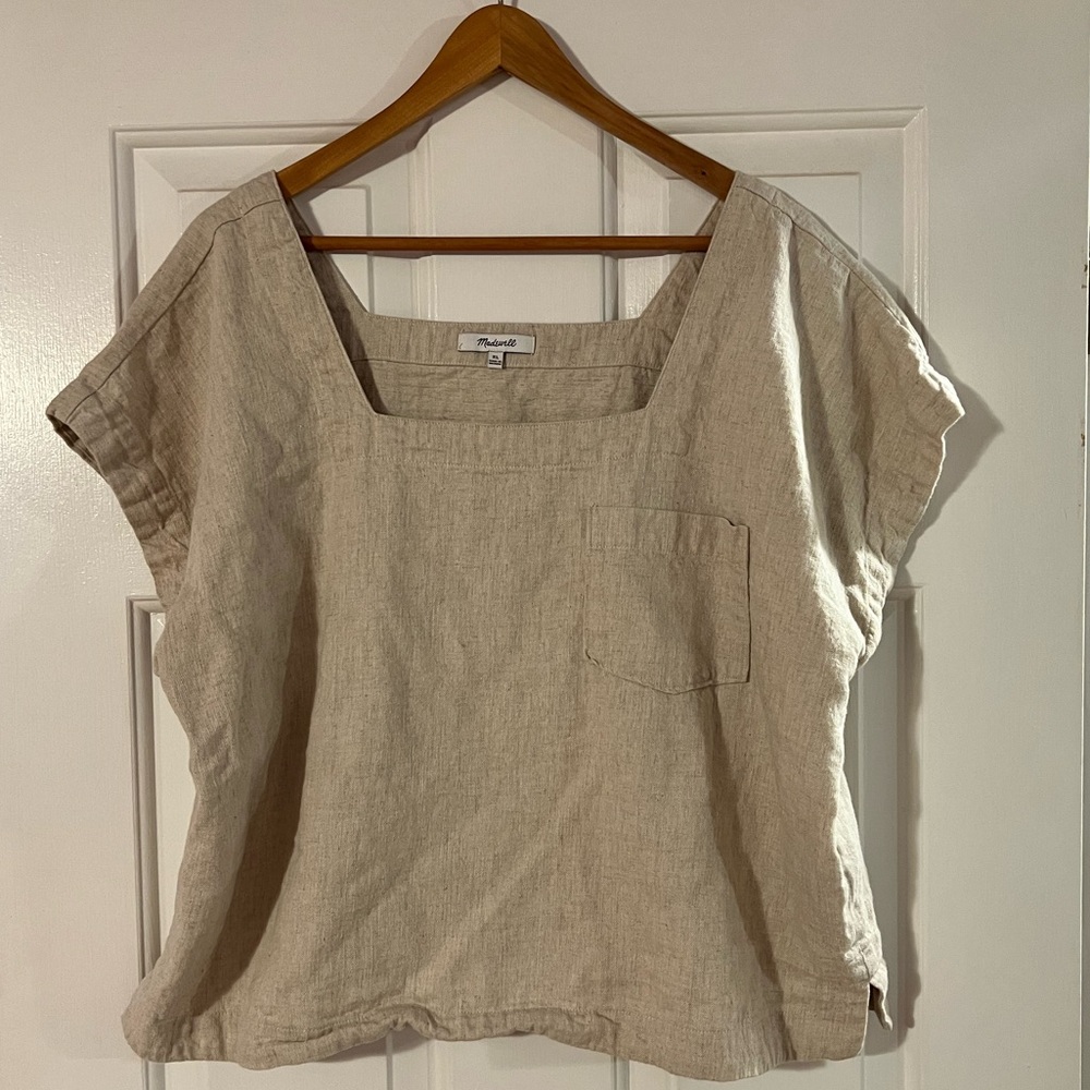 Maxwell linen square neck top XL
